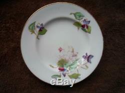 Rare Minton Violets Butterfly Handle Demitasse Trio Cup Saucer Plate c. 1870's