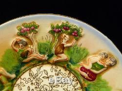Rare Occupied Japan Capodimonte Style Demitasse Cup & Saucer Signed Circa 1948