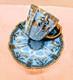 Rare Royal Crown Derby Turquoise & 24k Heavy Gold Demitasse Cup & Saucer Antique