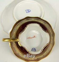 Rare Royal Vienna Hand Painted Musik Raised Gold Demitasse Footed Cup Saucer