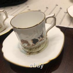 Rare Set 3 Royal Crown Derby DOG Demitasse Cups Saucers Artist Signed Stunning 4