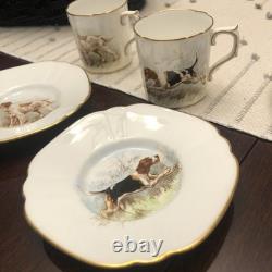 Rare Set 3 Royal Crown Derby DOG Demitasse Cups Saucers Artist Signed Stunning 4