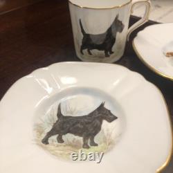 Rare Set 3 Royal Crown Derby DOG Demitasse Cups Saucers Artist Signed Stunning 4