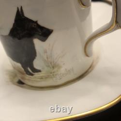 Rare Set 3 Royal Crown Derby DOG Demitasse Cups Saucers Artist Signed Stunning 4