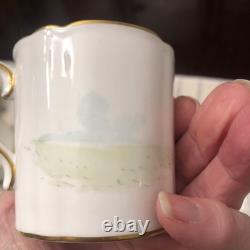 Rare Set 4 Royal Crown Derby DOG Demitasse Cups Saucers Artist Signed Stunning 1