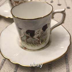 Rare Set 4 Royal Crown Derby DOG Demitasse Cups Saucers Artist Signed Stunning 3