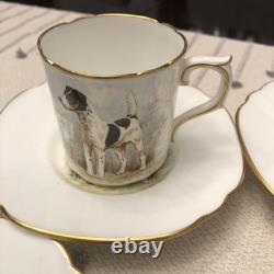 Rare Set 4 Royal Crown Derby DOG Demitasse Cups Saucers Artist Signed Stunning 3