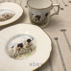 Rare Set 4 Royal Crown Derby DOG Demitasse Cups Saucers Artist Signed Stunning 3