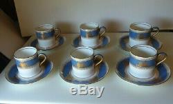 Rare Set 6 Wedgewood Columbia Powder Blue Rim Demitasse Cup And Saucers