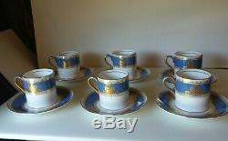 Rare Set 6 Wedgewood Columbia Powder Blue Rim Demitasse Cup And Saucers