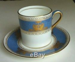 Rare Set 6 Wedgewood Columbia Powder Blue Rim Demitasse Cup And Saucers