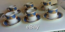 Rare Set 6 Wedgewood Columbia Powder Blue Rim Demitasse Cup And Saucers