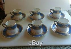 Rare Set 6 Wedgewood Columbia Powder Blue Rim Demitasse Cup And Saucers