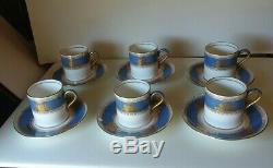 Rare Set 6 Wedgewood Columbia Powder Blue Rim Demitasse Cup And Saucers