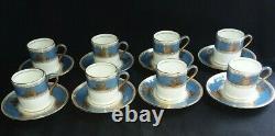 Rare Set 8 Wedgwood Columbia Powder Blue Rim Demitasse Cup And Saucers