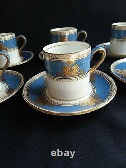 Rare Set 8 Wedgwood Columbia Powder Blue Rim Demitasse Cup And Saucers