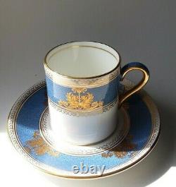 Rare Set 8 Wedgwood Columbia Powder Blue Rim Demitasse Cup And Saucers