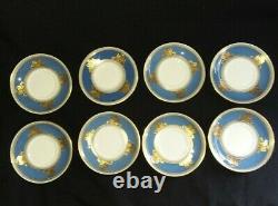 Rare Set 8 Wedgwood Columbia Powder Blue Rim Demitasse Cup And Saucers