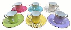 Rare Set Christian Lacroix Follement Pattern Demitasse Cups & Saucers Set Of 6