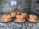 Rare Set Of 6 Fish Scale Peach Lustre Demitasse Cups And Saucers Fire King
