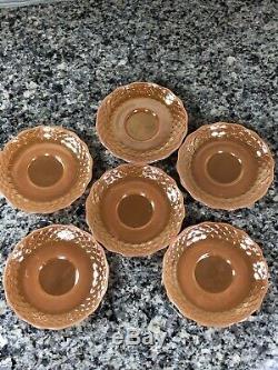 Rare Set Of 6 Fish Scale Peach Lustre Demitasse Cups and Saucers Fire King