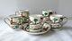 Rare Set Of Five Crown Staffordshire Hunting Scene Demitasse Cups And Saucers