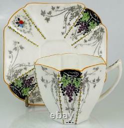 Rare Shelley Bunch of Grapes Demitasse Cup & Saucer c1925 Art Deco11574