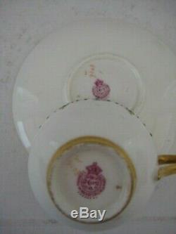 Rare Vintage Royal Worcester Beautiful Demitasse Jewelled Cabinet Cup Saucer