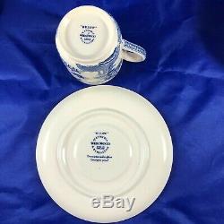 Rare Wedgwood Blue Willow Demitasse Set Coffee Pot, Cream Sugar 5 Cups & Saucers