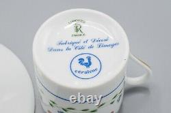 Raynaud Ceralene Limoges Lafayette 7 Demitasse Cup & 8 Saucers FREE USA SHIPPING