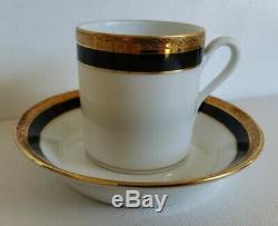 Ricard Ginori PALERMO BLACK GOLD 8 Demitasse Expresso Cups Saucer Creamer &Sugar