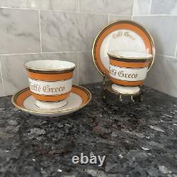 Richard Ginori Cafe Greco Gold Trim Espresso Demitasse Cups & Saucers Rare Italy