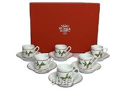 Richard Ginori Christmas Holly Set of 6 Demitasse Espresso Cups/Saucers Italy