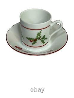 Richard Ginori Christmas Holly Set of 6 Demitasse Espresso Cups/Saucers Italy