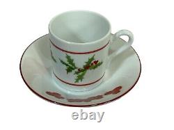 Richard Ginori Christmas Holly Set of 6 Demitasse Espresso Cups/Saucers Italy