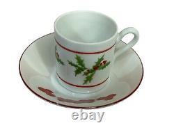 Richard Ginori Christmas Holly Set of 6 Demitasse Espresso Cups/Saucers Italy