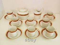 Richard Ginori Cream Sugar + 8 Demitasse Expresso Cups Saucers Palermo Rust Red