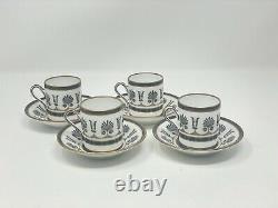 Richard Ginori Ercolano Black Demitasse Cups Saucers 4 Service Italy Palms Mini