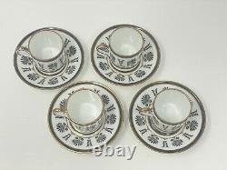 Richard Ginori Ercolano Black Demitasse Cups Saucers 4 Service Italy Palms Mini