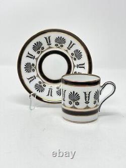 Richard Ginori Ercolano Black Demitasse Cups Saucers 4 Service Italy Palms Mini