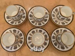 Richard Ginori Ercolano Black Demitasse Cups & Saucers Set Of 6 Italy