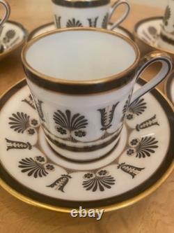 Richard Ginori Ercolano Black Demitasse Cups & Saucers Set Of 6 Italy