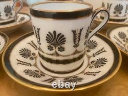 Richard Ginori Ercolano Black Demitasse Cups & Saucers Set Of 6 Italy