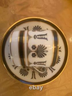 Richard Ginori Ercolano Black Demitasse Cups & Saucers Set Of 6 Italy