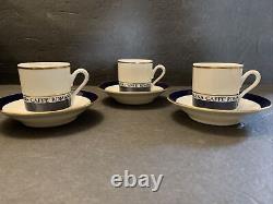 Richard Ginori Espresso/Demitasse 3 Cups and Saucers For Caffe Romana Italy VTG