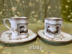Richard Ginori Firenze Demitasse Cups Saucers Set of 2 Near Mint Vintage Authent