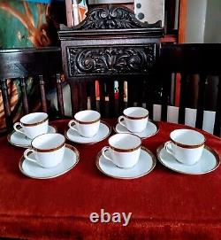 Richard Ginori Gold Rimmed White Demitasse 6 Cups & Saucers 12pcs GIN267 Unused