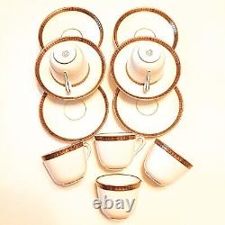 Richard Ginori Gold Rimmed White Demitasse 6 Cups & Saucers 12pcs GIN267 Unused