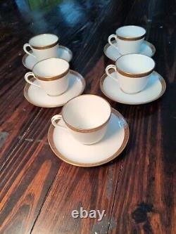 Richard Ginori Gold Rimmed White Demitasse 6 Cups & Saucers 12pcs GIN267 Unused