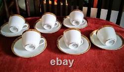 Richard Ginori Gold Rimmed White Demitasse 6 Cups & Saucers 12pcs GIN267 Unused